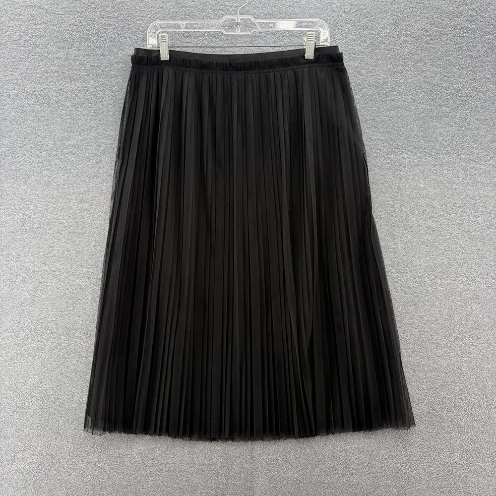 Banana Republic Skirt Womens 10 Black Pleated Tulle Midi Career Goth Witchy